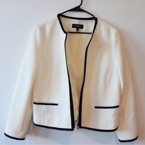 Talbots Women's White Jacket with Black Trim (14P or Medium, See Description)